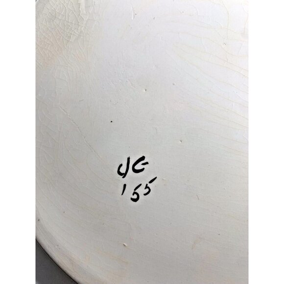 Vtg Ceramic Round Tray 7" Hand Painted Nativity Country Christmas Barn 55 Signed - Picture 9 of 9